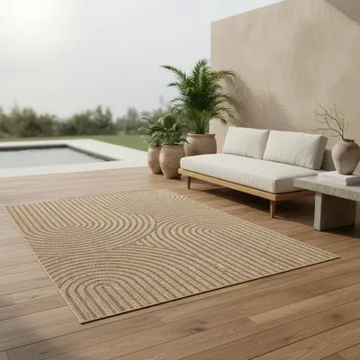 Produktbild von Outdoor Teppich Jute-Optik Wetterfest Waschbar Strapazierfähig | Läufer Beige 80x250 cm Balkon Terrasse | ARLBERG – Kadima Design