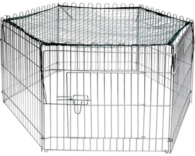 Produktbild von Freigehege 6-eckig mit Schutznetz 123x106x60 cm silber
