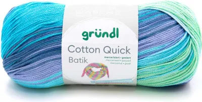 Produktbild von Gründl Wolle Baumwolle Quick Batik 100 g hellblau-violett-apfelgrün