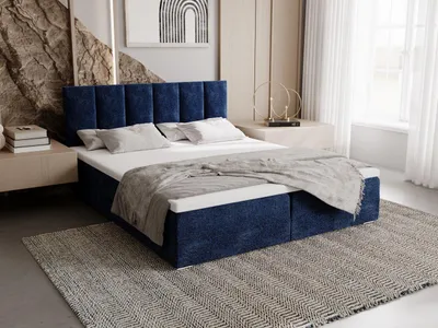 Obrázok produktu pre Čalúnená posteľ 180x200 ELSIE 4 s úložným priestorom - tmavo modrá