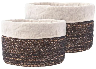 Produktbild von Orion | Körbe 2er Set - Ø 20/24 cm - Wasserhyazinthe Geflecht - mit herausnehmbarem Futter