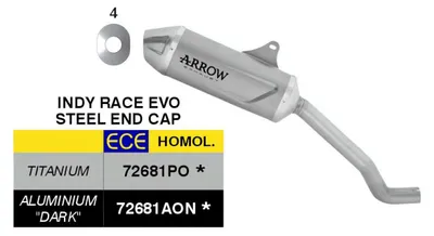 Zdjęcie produktu dla Układ wydechowy ARROW Slip-On z homologacją, końcówka ze stali nierdzewnej Indy Race EVO Titan, Morbidelli T502X