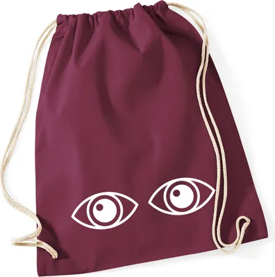 Produktbild von Huuraa Turnbeutel Augen Eyes 12 Liter Burgundy Baumwolle Rucksack Geschenkidee