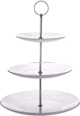 A three-tiered serving stand.
