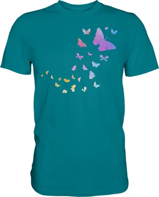 Produktbild von Aquarell Schmetterlinge T-Shirt – Diva Blue / L