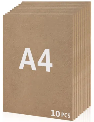 Zdjęcie produktu dla 10 arkuszy MDF o wymiarach A4, 300 x 210 x 3 mm, idealne do rękodzieła i dekoracji