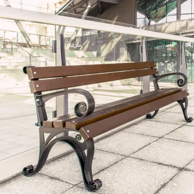 Produktbild von REKORD Wiedenska mit Armlehne Palisander Gartenbank 170 x 59 x 73 cm Massives Gusseisen & Skandinavisches Fichte-Holz Wetterfest für Garten Terrasse