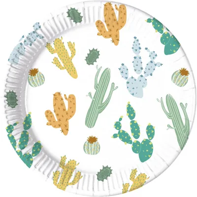 Immagine prodotto di Piatti di cartone a forma di cactus, 23 cm, compostabili, confezione da 8 pezzi