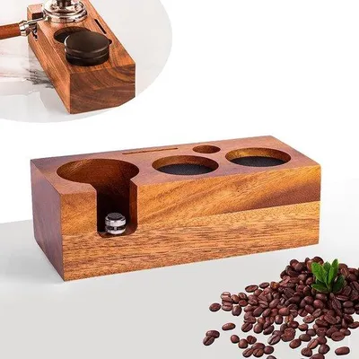 Obrázek produktu pro Nastavitelná kávová stanice 51/54 mm, ořechové dřevo, baristické příslušenství