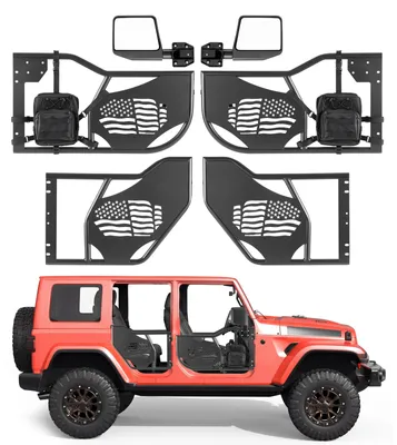 Zdjęcie produktu dla Drzwi rurkowe do Jeepa VEVOR, 4-drzwiowe, kompatybilne z modelem Jeep Wrangler JK Unlimited (2007-2018), stalowe drzwi rurkowe do jazdy terenowej, wyposażone w lusterka boczne z certyfikatem DOT, torbę do przechowywania i gumowe nakładki