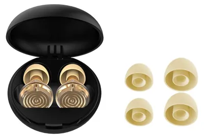 Produktbild von INF Silikon-Ohrstöpsel 2.05x1.6x1.5cm 3-stufig 25-28dB Doppelring für Reise Gold