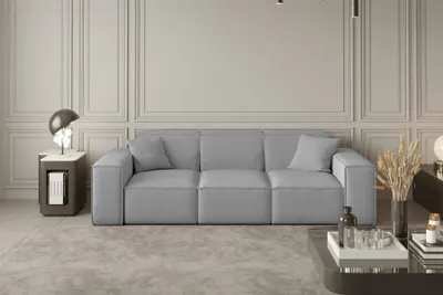 Produktbild von Sofa Designersofa CELES 3-Sitzer in Stoff Opera Velvet Hellgrau