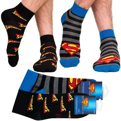 Produktbild von Set 2x Socken - Ideal für ein Geschenk - DC Comics Superman Motiv von SOXO - Herren - Baumwolle - Lustige und bunte - Größe: 40–45