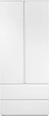 Image de CALICOSY - Armoire 2 portes 2 tiroirs blanc- L80 x H191 x P55 cm