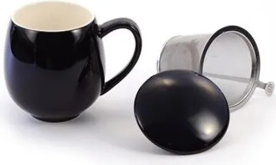 Produktbild von Kräuterteetasse "Saara" Porzellan, 3- teilig, schwarz 0,35 l