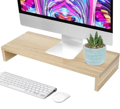 Immagine prodotto di Supporto per monitor in legno, adatto per computer e laptop, dimensioni 50 x 20 x 7,7 cm, colore naturale