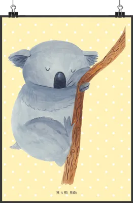 Produktbild von Mr. & Mrs. Panda Bild Koalabär DIN A1 - Gelb Pastell - Geschenk, wanddeko, drucke, Kunstdruck, Traumland, Lustige Sprüche, Schlafzimmer, Träumen, schlafen, Plakat, Bär