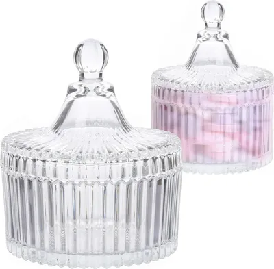Produktbild von Vintage Kristall Bonbongläser Set - Süßigkeiten Glas Dose in 2 Größen