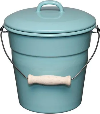 Produktbild von Gartenabfallbehälter aus Emaille - 35 Liter - 20 cm Durchmesser - 1,17 kg - 21 x 22 x 188 cm - Nature Green - Abfallbehälter - Pflanzentropf - Kühler für Getränke