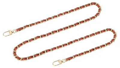 Produktbild von Taschenkette mit Lederriemen - Ersatzriemen für Schulter- und Crossbody-Taschen - 100 cm - Braun und Gold