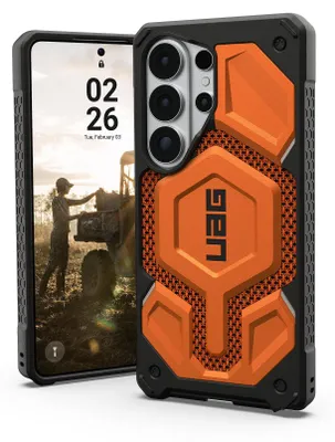 Produktbild von Handyhülle für Galaxy S26 Ultra, Urban Armor Gear Monarch Pro Mag mit MagSafe, Orange mit Polyamid