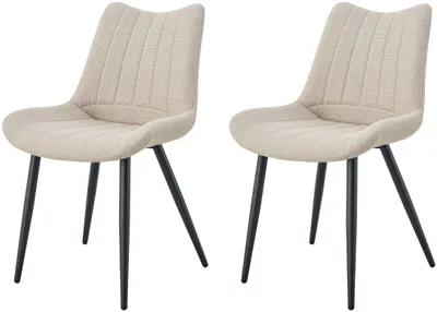 Produktbild von xonox.home Stuhl 2er Set Lotta Webstoff creme (B/H/T): 53 x 86 x 59 cm