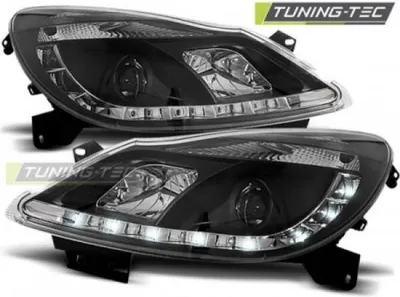 Produktbild von Scheinwerfer LED Tagfahrlicht Optik passend für Opel Corsa D Bj. 06-11 Schwarz