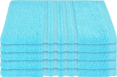 Produktbild von Schiesser Frottier Gästetuch Milano im 5er Set | 100% Baumwolle aus nachhaltiger Produktion | weich, saugstark, farbecht | 30x50cm | Türkis