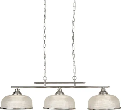 Produktbild von Rustikaler Bistrot Ii Kronleuchter Stahl Silber Transparentes Glas 3 Lichter E27