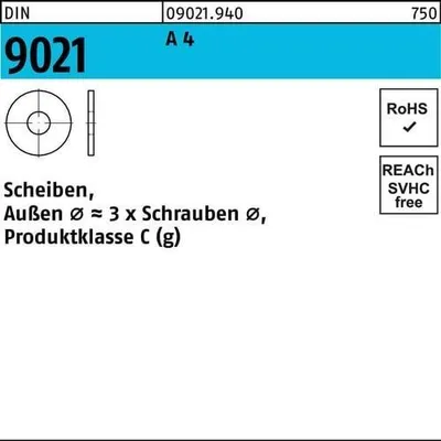 Produktbild von Unterlegscheibe DIN 9021 10,5x30x2,5 A 4 50 Stück