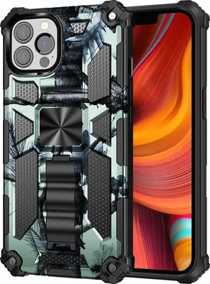 Produktbild von Mobigear Armor Stand iPhone 13 Pro Max Hülle Hardcase Backcover Stoßfest mit Ständer - Grün