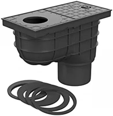 Produktbild von PolkaHome® Regenwasserabfluss – Regenfallrohr-Abflusselement, 305 x 155 x 275 mm, Schwarz