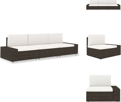 Zdjęcie produktu dla vidaXL Modułowa sofa 3-osobowa z polirattanu brązowa - Elementy sofy ogrodowej