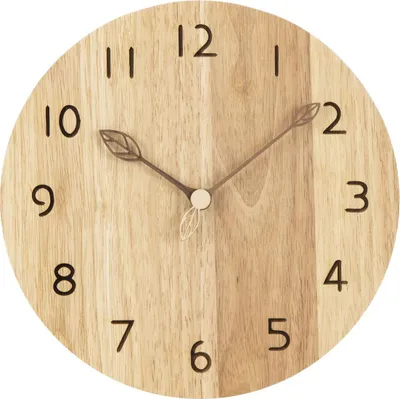 Produktbild von Wanduhr 30x30cm aus Massivholz, lautlos, batteriebetrieben, für Wohnzimmer, Schlafzimmer und Büro