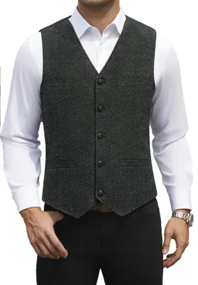 Imagen del producto de Chaleco vintage para hombre, confeccionado en tweed de lana, sin mangas