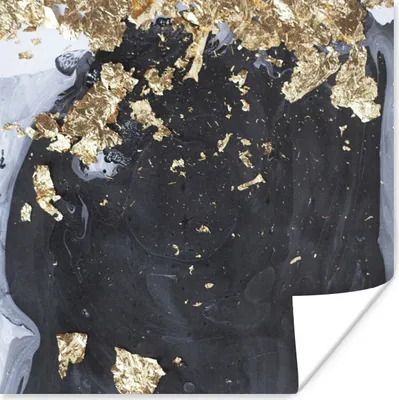 Produktbild von MuchoWow® Poster Marmor - Weiß - Schwarz - Gold 50x50 cm - Wohnzimmerdekoration