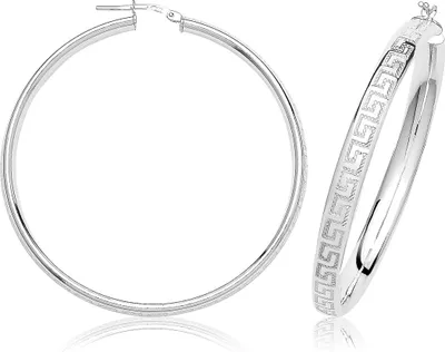 Produktbild von Wunderschöne 925 Sterling Silber Damen - Paar Creolen - 50mm; TRS37223MM50