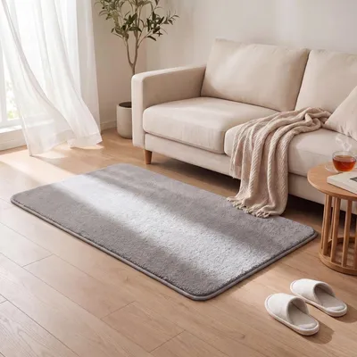 Produktbild von VOUNOT® Weicher Kurzflor Teppich Wohnzimmer mit Antirutschmatte 80x150 cm Grau