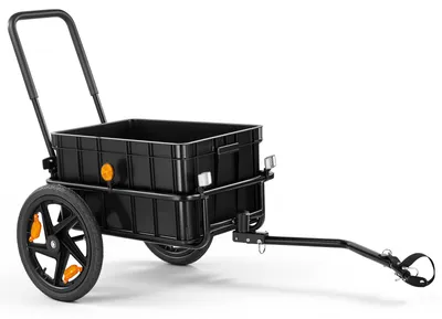 Image de Remorque de vélo VEVOR, remorque de transport 2-en-1, chariot à main avec attelage, capacité de 45 kg, en acier au carbone et Oxford 600D, avec protection pluie pour le timon et 6 réflecteurs, compatible avec les vélos de 22 à 28 pouces, remorque de vélo pour le transport