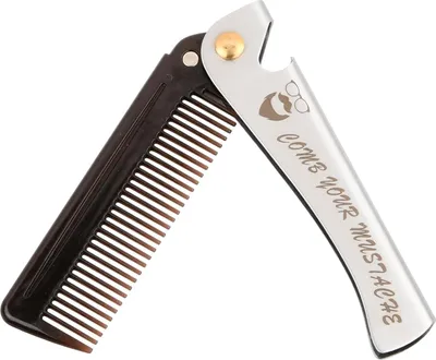 Obrázek produktu pro Skládací hřeben na vousy z nerezové oceli pro muže, skládací kapesní hřeben, stylingový hřeben - salon, domácnost, styling