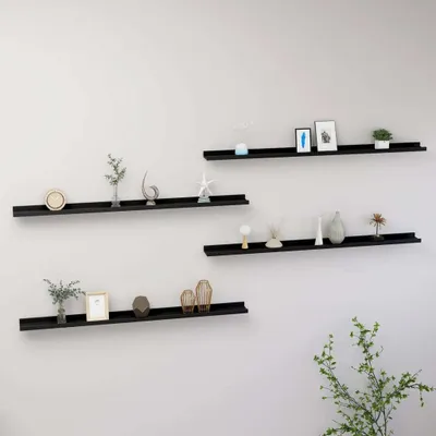 Obrázek produktu pro The Living Store Nástěnné police 4 ks. Černá 115x9x3 cm