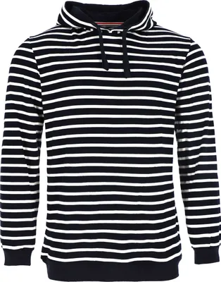 Produktbild von modAS Bretonisches Kapuzenshirt Pullover gestreift Uni – Streifenpullover Ringelpullover mit Kapuze aus Baumwolle in Blau/Weiß Größe M