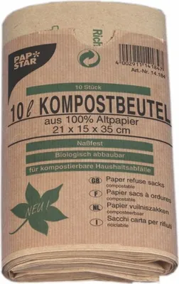 Immagine prodotto di 50 sacchi per rifiuti in carta kraft 10 l 35 cm x 21 cm x 15 cm marrone