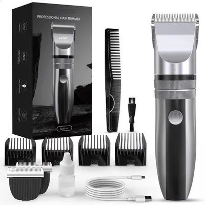 Image de Tondeuse J&R - Tondeuse sans fil - Tondeuse électrique - Tondeuse à cheveux - 5 réglages - Noir/Argent