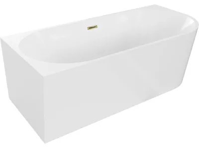 Obrázek produktu pro Mexen Mia volně stojící rohová vana levá 140 x 75 cm, bílá, přepad zlatý - 52691407500L-50