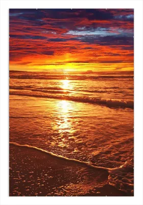 Produktbild von Wallario Wandbild Farbenfroher Sonnenuntergang über dem Meer II, Größe: 61 x 91,5 cm, Poster mit rahmenlosen Bildhalter
