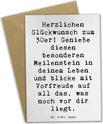 Produktbild von Mr. & Mrs. Panda babykarte Spruch 30. Geburtstag - Weiß - Geschenk, osterkarten, Geburtstagsfeier, Grußkarten, weihnachtskarten, genießen, einladungskarten, Leben feiern