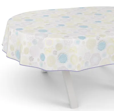 Produktbild von ANRO Wachstuch-Tischdecke Oval 260x140cm mit Saum (Eingefasst) Spitzen