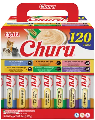 Productafbeelding van INABA Churu: Mix van tonijn en kip - Snack voor katten - 120 stuks x 14 gram