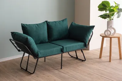 Produktbild von Hanah Home, Viper 2-Seater - Petrol Green, 2-Sitzer-Schlafsofa, 100 % METALL, Petrolgrün, 150 x 60 x 78 cm